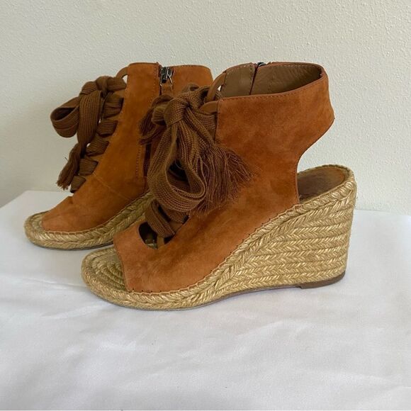 CHLOE Harper Suede Lace up Espadrille Wedge Sandals - Picture 3 of 11